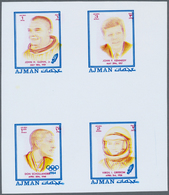 ** Thematik: Raumfahrt / Astronautics: 1971, AJMAN: Famous Personalities Four Different Stamps 1r. John - Andere & Zonder Classificatie