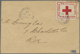 Br Thematik: Rotes Kreuz / Red Cross: 1914 Trinidad Portofreiheitsmarke Gebr. Auf Inlandsbrief, Links S - Croix-Rouge