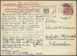 Br Thematik: Rotes Kreuz / Red Cross: 1949, Postkarte Ab HANNOVER 29.6.49 Mit 30 Pfg. Bandaufdruck Nach - Red Cross