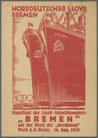 GA/Br Thematik: Schiffe / Ships: 1928, Dt. Reich. Privat-Postkarte 8 Pf Beethoven "Stapellauf Des Lloyd-Sc - Ships