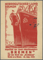 GA/Br Thematik: Schiffe / Ships: 1928, Dt. Reich. Privat-Postkarte 8 Pf Beethoven "Stapellauf Des Lloyd-Sc - Barche