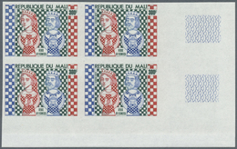 ** Thematik: Spiele-Schach / Games-chess: 1977, MALI: Chess Figures Complete Set In IMPERFORATE Blocks - Scacchi