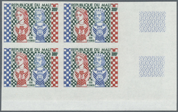 ** Thematik: Spiele-Schach / Games-chess: 1977, MALI: Chess Figures Complete Set In IMPERFORATE Blocks - Schaken