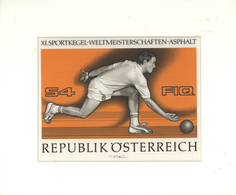 Thematik: Sport-Kegeln / Sport-bowling: 1976, Austria. Original Artist's Painting By Prof. Otto Stef - Other & Unclassified