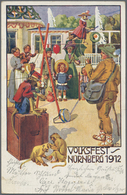GA Thematik: Tiere-Affen / Animals-monkeys: 1912, Bayern. Privat-Postkarte 5 Pf Luitpold "Volksfest Nür - Scimmie