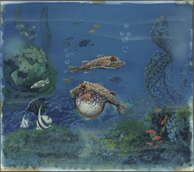 Thematik: Tiere-Fische / Animals-fishes: 1971, AJMAN-MANAMA: Final Artist Drawing For Fishes Miniatu - Pesci