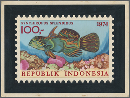 Thematik: Tiere-Fische / Animals-fishes: 1974, Indonesia. Essay / Arts Drawing MANDARINFISCH (Synchi - Fishes