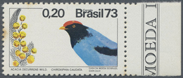 ** Thematik: Tiere-Vögel / Animals-birds: Brasil 1973, 0,20 C. Bird Missing Shadow In Light Blue, Some - Autres & Non Classés