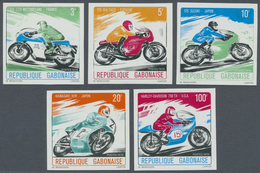 ** Thematik: Verkehr-Motorrad  / Traffic-motorcycle: 1976, GABUN: Racing Motorcycles Complete Set Of Fi - Motorbikes