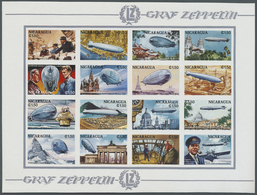 ** Thematik: Zeppelin / Zeppelin: 1994, Nicaraguar. Imperforate Proof For The Miniature Sheet Of 16 Of - Zeppeline