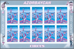 ** Thematik: Zirkus / Circus: 2002, Azerbaijan. Progressive Proofs (6 Phases) In Miniature Sheets Of 10 - Zirkus