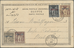 Ägypten: 1899-1900, Two Postcards Bearing French P.O. "PORT SAID" Issues Used Local And Egypt P.O. " - 1915-1921 Protettorato Britannico