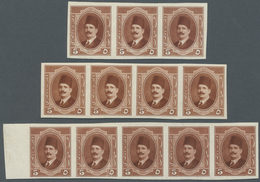 ** Ägypten: 1923 Kíng Fouad 5m. Red-brown, 12 Imperforated Proofs On Gummed Watermarked Paper As Horizo - 1915-1921 Brits Protectoraat