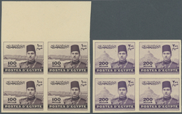 (*) Ägypten: 1937-46 King Farouk 100m. And 200m. Both As IMPERFORATED And ROYAL CANCELLED BACK Blocks Of - 1915-1921 British Protectorate