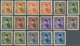 (*) Ägypten: 1944-46 King Farouk 17 Stamps Of The 10 Values Issued, Including Colour Shades, All IMPERFO - 1915-1921 British Protectorate