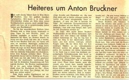 Heiteres Um Anton Bruckner  / Artikel,entnommen Aus Zeitschrift /1937 - Paketten