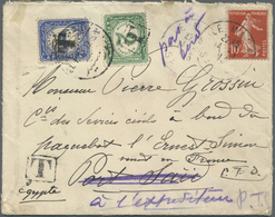 Br Ägypten - Portomarken: 1913. Envelope (opened For Display) Addressed To 'Monsieur Grossin, On Board - Other & Unclassified