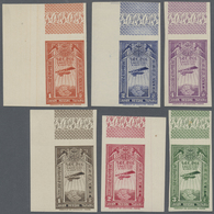 ** Äthiopien: 1931 Air Set IMPERFORATED, Complete Except 8g., All Stamps With Sheet Margin At Top Incl. - Äthiopien