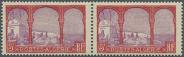 ** Algerien: 1926, 5fr. Red/violet, Horiz. Pair, Left Stamp Showing Variety "ALCERIE", Unmounted Mint. - Other & Unclassified