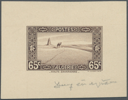 (*) Algerien: 1936/1937, 65c. "Halte Saharienne", Epreuve D'artiste In Sepia, Sized 5,8:4,5 Cm, With Sig - Andere & Zonder Classificatie