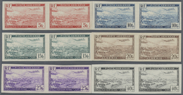 * Algerien: 1946, Airmail Issue 'Harbour Of Algier' Complete Set In IMPERFORATE Horizontal Pairs, Mint - Other & Unclassified