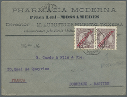 Br Angola: 1913, A Pair Of  "REPUBLICA" 25 R Dull Violet On Printed Envelope "Phamacia Moderna In Mossa - Angola