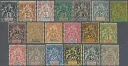 * Anjouan: 1892/1907, Allegory Stamps Inscr. 'SULTANAT D'ANJOUAN' Complete Set Of 19 Mint Hinged, Scar - Sonstige & Ohne Zuordnung