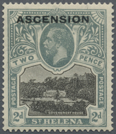 * Ascension: 1922, Definitive Of St. Helena 2d. Black/grey With ASCENSION Opt. And Plate Flaw 'BLOT ON - Ascensione