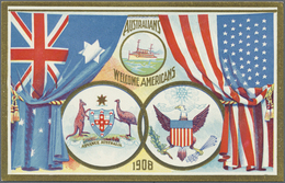 GA Neusüdwales: 1908, Two Stat. Postcards 1d. Red And 1½d. Blue For The Visit Of The AMERICAN FLEET, Fi - Storia Postale