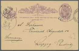 GA Queensland - Ganzsachen: 1893/1895, 4 Postal Stationery Cards, Used To Germany, Etc. - Covers & Documents