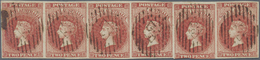 O Südaustralien: 1855, QV Chalon Head 2d. Rose-carmine With Large Star Wmk. Horizontal STRIP OF SIX Wi - Covers & Documents