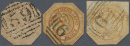 O Tasmanien: 1853 Courier 4d. Orange, Three Used Examples Of Different Shade, Later Printings, One Sta - Covers & Documents