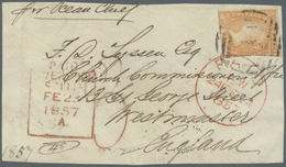 Br/Brfst Victoria: 1856/1857, Three Covers, One Folded Entire And One Cover Front Each Bearing Woodblocks 6d - Storia Postale