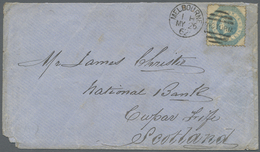 Br Victoria: 1862, 1 Sh Blue Single Franking On Cover From "MELBOURNE" Via Liverpool To Scotland, Envel - Lettres & Documents