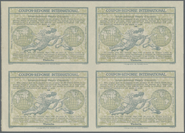 GA Victoria: Design "Madrid" 1920 International Reply Coupon As Block Of Four 6 D Victoria. Backside Wi - Storia Postale