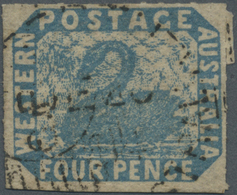 O Westaustralien: 1854/55, 4d Pale Blue, Rouletted, Good To Large Margins With Roulettes Complete On A - Storia Postale