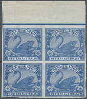 **/ Westaustralien: 1901, 2½d Blue, Wmk 18, Marginal Imperforate Block Of 4, Brilliant Unmounted O.G. - Storia Postale