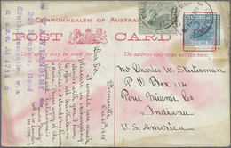 GA Westaustralien: 1908 (21.12.), Stat. Postcard 'swan' 1d. Blue With Colourful Picture On Reverse For - Lettres & Documents