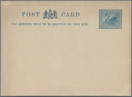 GA Westaustralien: 1909, Stat. Postcard 'swan' 1d. Blue In New Type Without Border Line, Unused With Mi - Storia Postale