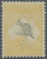 * Australien: 1918, Kangaroo 5s Grey And Pale Yellow 3rd Wmk., Mint Hinged With Minor Crease At Bottom - Other & Unclassified