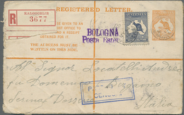 GA Australien - Ganzsachen: 1915 (14.5.), Registered Letter Kangaroo 4d. Orange Uprated With Kangaroo 2 - Ganzsachen