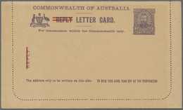 GA Australien - Ganzsachen: 1917, Reply-lettercard KGV 1d. Sideface Perforated Inner Half With 'REPLY' - Postal Stationery