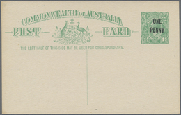 GA Australien - Ganzsachen: 1924, Two Postcards KGV 1½d. Emerald-green With And Without Footnote Both S - Interi Postali
