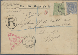 Br Bahamas: 1916. Official Mail Envelope Addressed To 'Captain Gatt, Alexandria, Egypt' Headed 'On His - 1963-1973 Ministerial Government