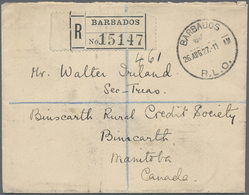 Br/ Barbados: 1927/1949, Three Letters Written To Canada, USA And U.K. With Two Registered. - Barbados (1966-...)