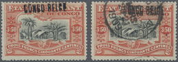 */O Belgisch-Kongo: 1909 Two Singles Of 3.50fr. Black & Vermilion With LOCAL OVERPRINT, One Mint With Ov - Altri & Non Classificati