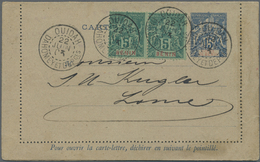 GA Benin: 1903, Card Letter 15 C. Allegory With Imprint "GOLFE DE BENIN" Together With Horizontal Pair - Benin - Dahomey (1960-...)