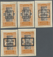 Brfst Benin: 1922, VINGT-CINQ-CENTIMES On 2 F. Orange/brown With 25 C. Overprint, Five Different Value Ove - Benin – Dahomey (1960-...)