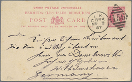 GA Bermuda-Inseln: 1887, Stationery Card Writtin On A Ship To/on Cork Ireland With Duplex "CORK MR 2 87 - Bermudes