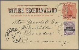 GA Betschuanaland: 1893, "BRITISH BETCHUANALAND" Stationery Card "THREE HALF PENCE" On 1 D Red Uprated - 1885-1964 Bechuanaland Protectorate